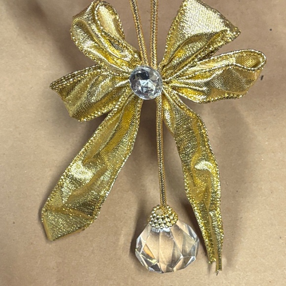 🎄SALE Elegant Gold Bow Ornaments, Crystal Glitter Victorian, Christmas - Picture 6 of 11